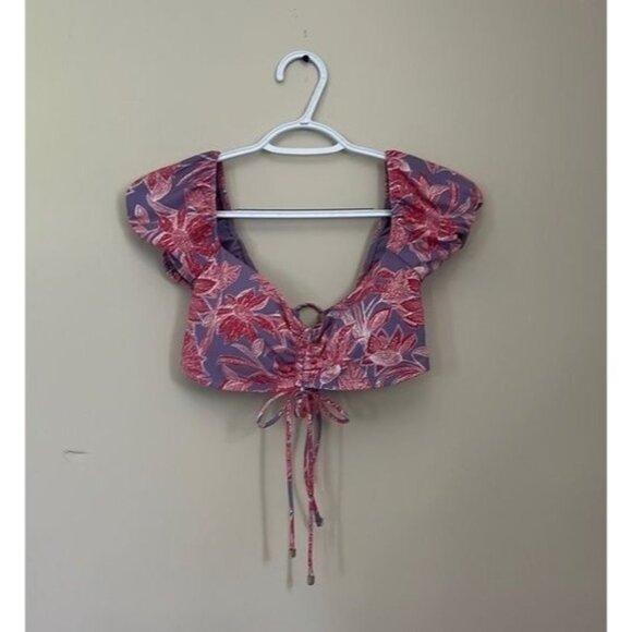 3 For $10 NWOT Time And Tru Womens Medium Bikini Top Pink Purple Floral - Picture 1 of 4